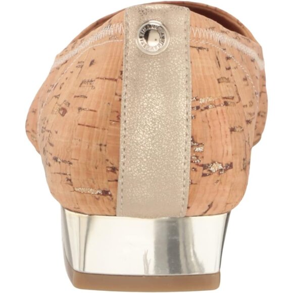 Anne Klein Womens Cork LeatherClosed Pointed ToePull-On Carlie Ballet Flat - Picture 3 of 7